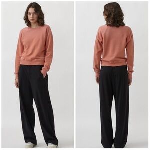 Re/Done Hanes Classic Raglan Crew Neck Sweatshirt Faded Clay Size Small